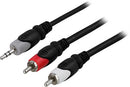 Deltaco 3m Äänikaapeli 3,5mm, uros - 2xRCA uros